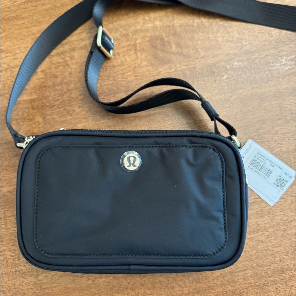 Lululemon Black Crossbody Bag with Gold Logo